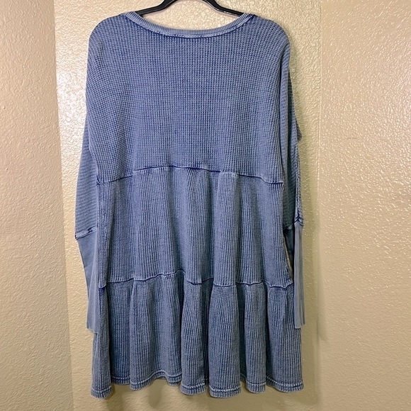 Free People One Jolene Waffle Knit Mini Dress Blue medium - Picture 6 of 6